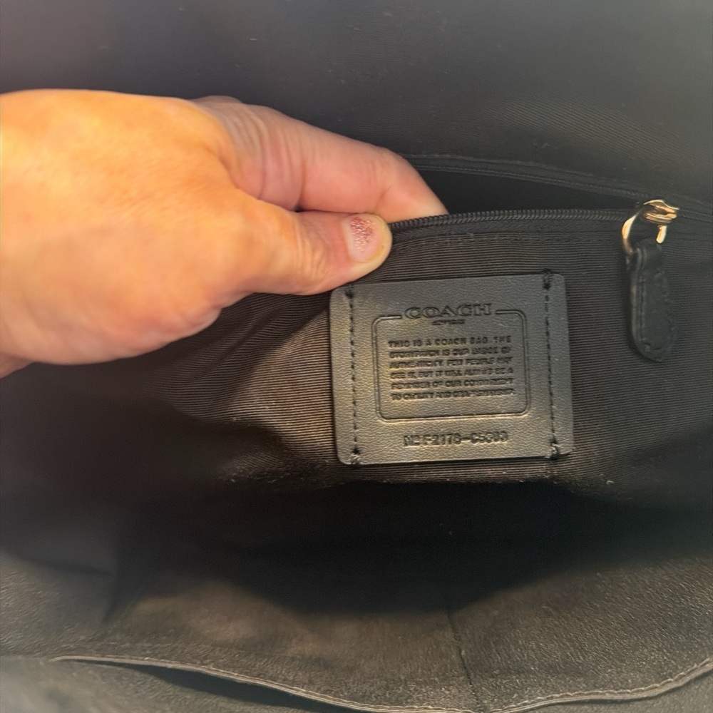 Coach Black and Brown Tote with Red Accents - Picture 13 of 15